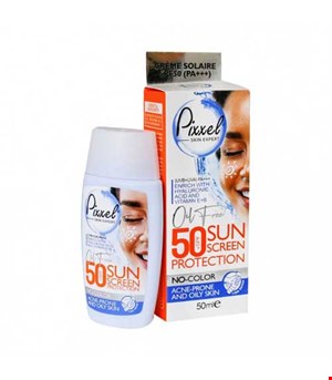 کرم ضدآفتاب بی رنگ پیکسل پوست چرب و جوشدار spf50 حجم 50 میل